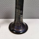 A set of ceramic candlesticks in bluish metallic glaze, Denmark 1980s