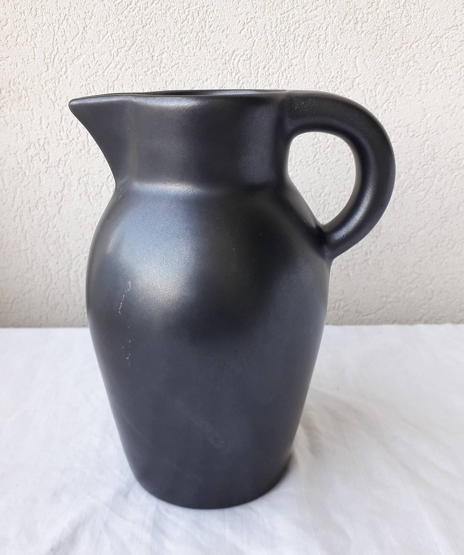 Black ceramic pitcher, Ateliers Ricard