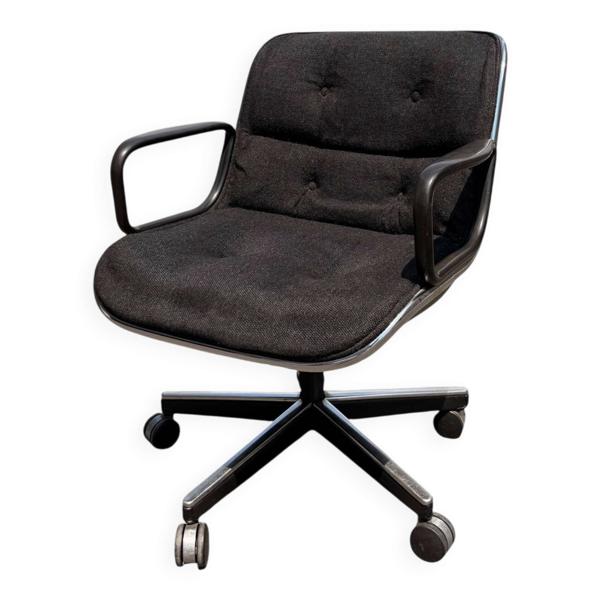 Charles Pollock Office Chair for Knoll - Grey Fabric on Wheels