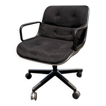 Charles Pollock Office Chair for Knoll - Grey Fabric on Wheels