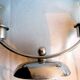 2 art deco lamps with 2 lights, chrome metal, 1930 design