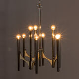 Italian chrome chandelier from Sciolari pendant lamp, 1970