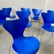 Lot 8 blue chairs series 7 design Arne Jacobsen for Fritz Hansen Denmark vintage