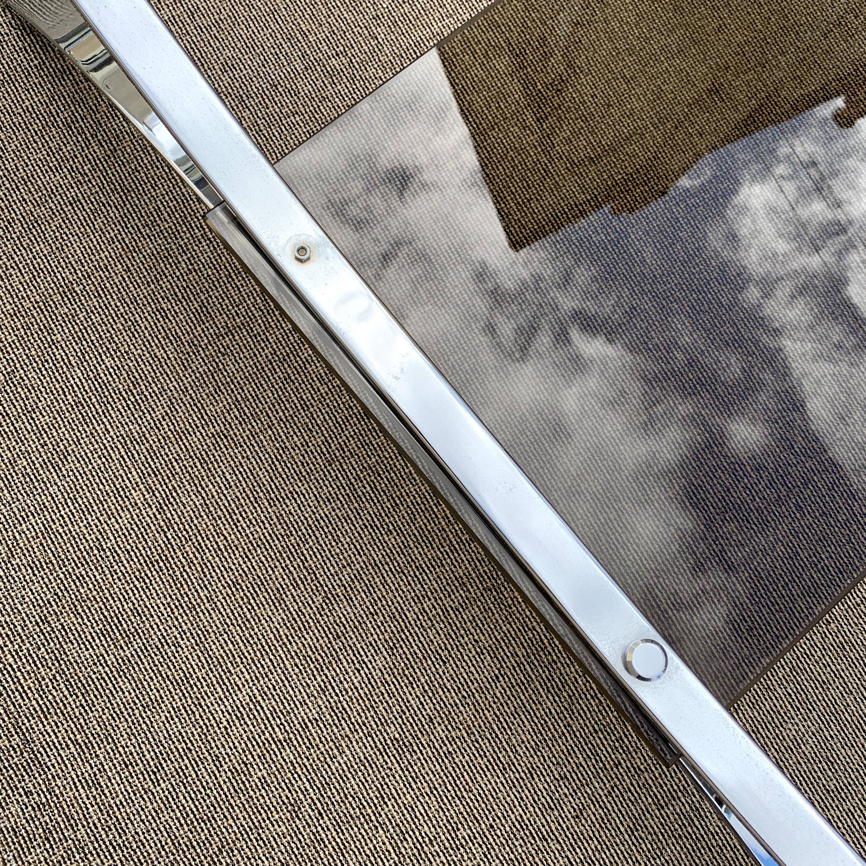Double smoked glass and chrome coffee table 1980