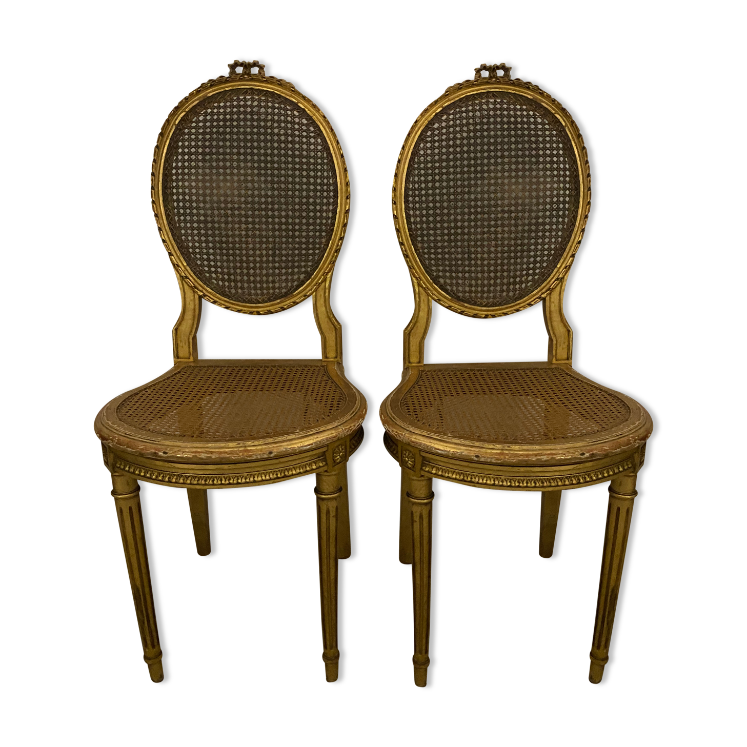 Pair of chairs Louis XVI gilded wood Masion Gouffé