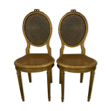 Pair of chairs Louis XVI gilded wood Masion Gouffé