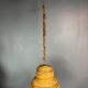 Midcentury Italian pencil reed rattan bamboo and brass hanging lamp pendant