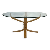 Table basse Falcon vintage en verre dur par Sigurd Ressell pour Vatne Mobler 1990