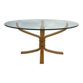 Table basse Falcon vintage en verre dur par Sigurd Ressell pour Vatne Mobler 1990