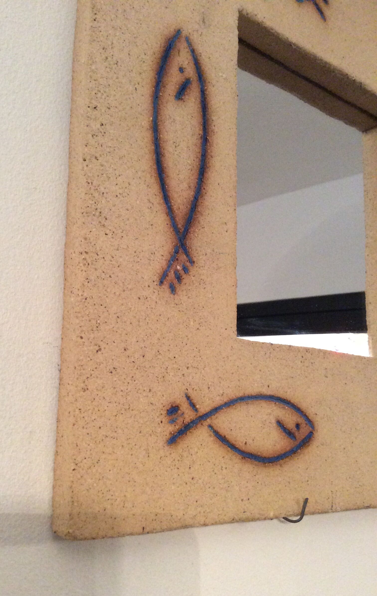 Vintage mirror of the 70s and 80s in concrete signed