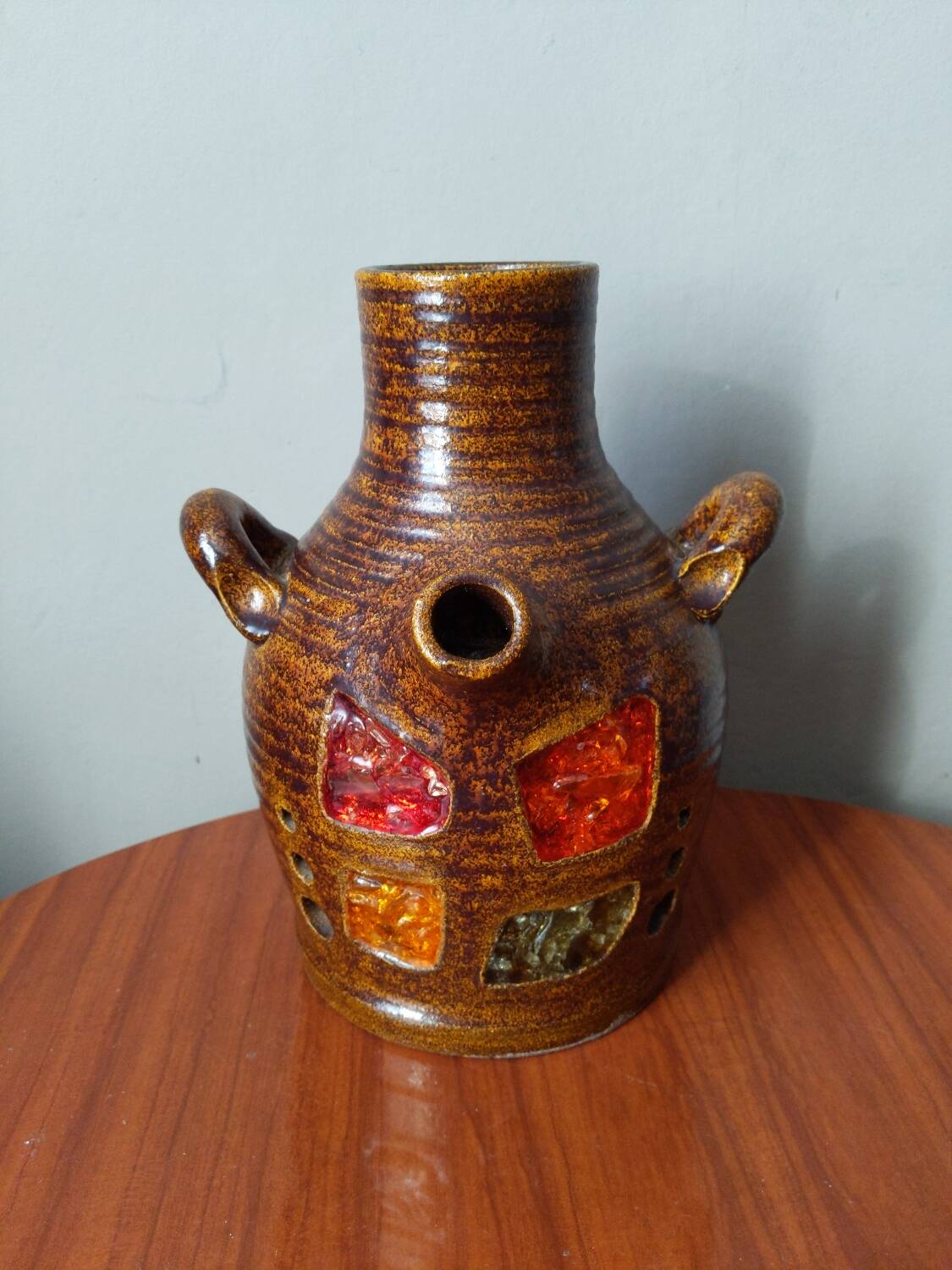 Vintage table lamp base Accolay brutalist country decoration