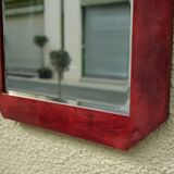 Miroir mural Aldo Tura en cuir de chèvre laqué rouge