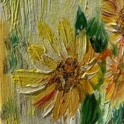 Huile sur toile d’un bouquet de tournesols