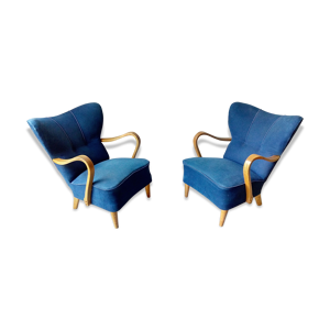 Paire de fauteuils wing