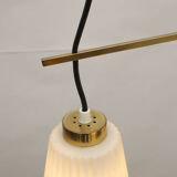 1950s Italian triangle lamp in brass and opalglass