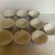 10 old earthenware cups with blue flowers and stencils