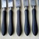 Box of 10 antique dessert knives Blackened wood and steel