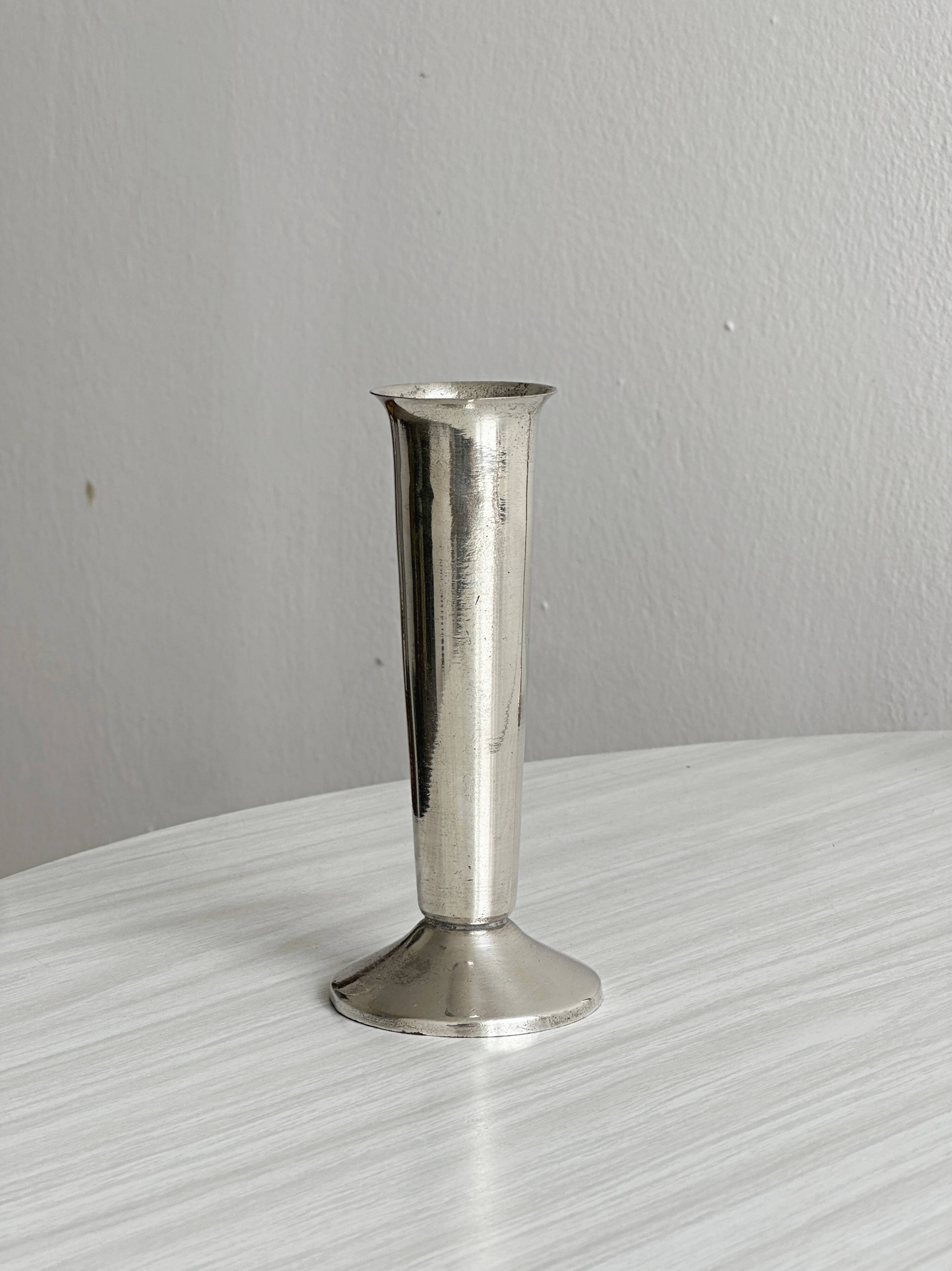 Pair of silver-plated flower vases