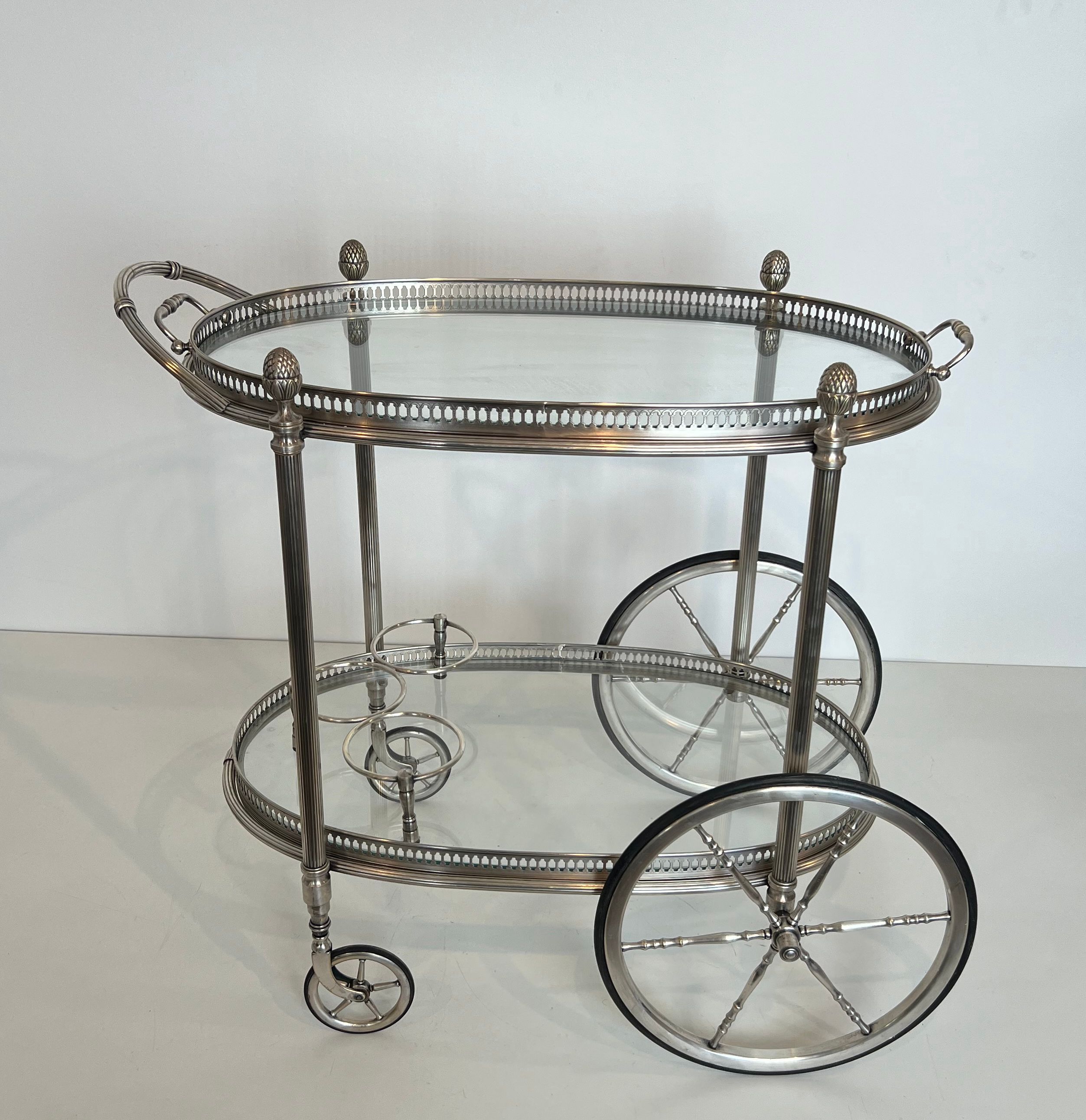 Oval silver-plated brass trolley from Maison Baguès.