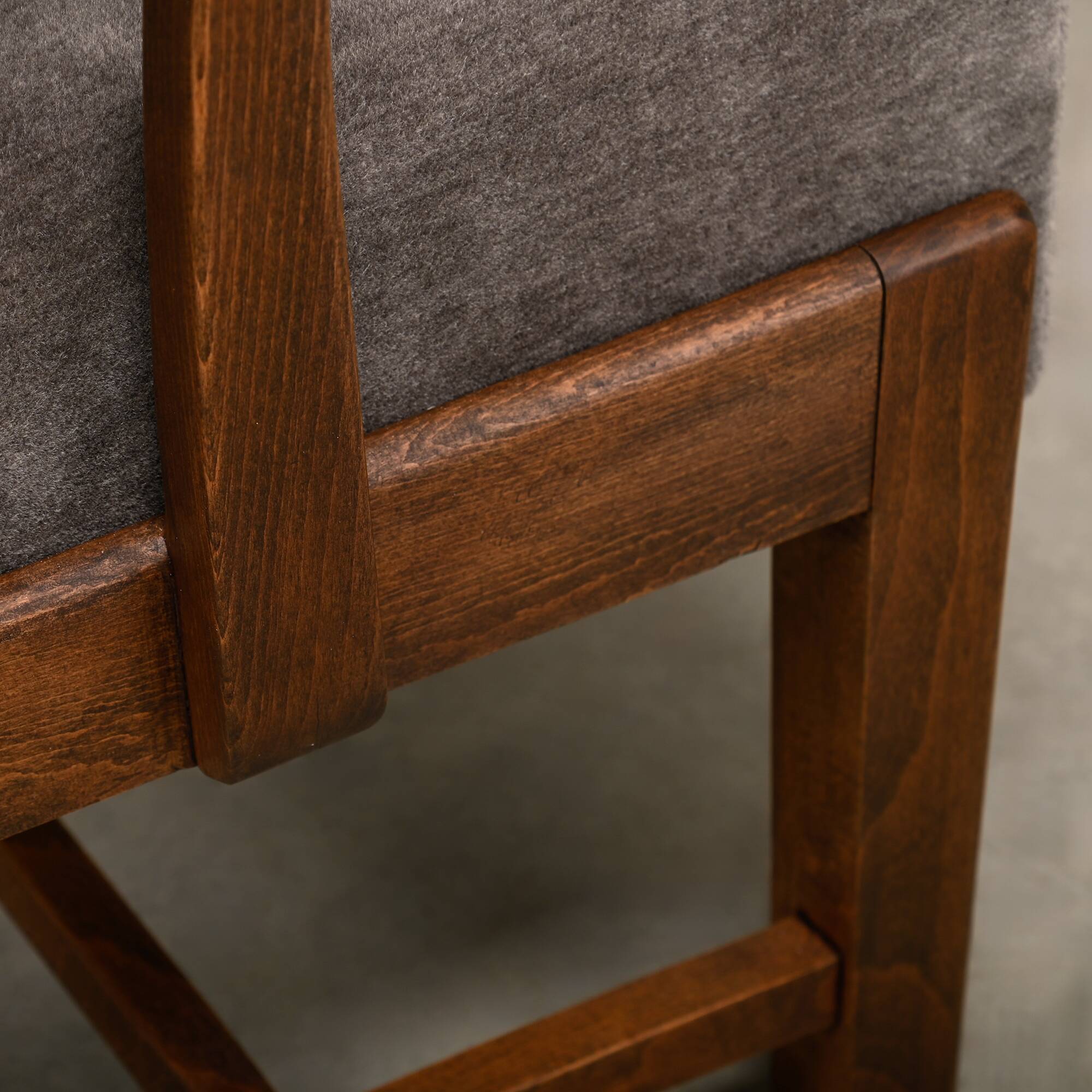 Fritz Hansen Armchair in stained beech wood and warm Grey Mohair, 1940s