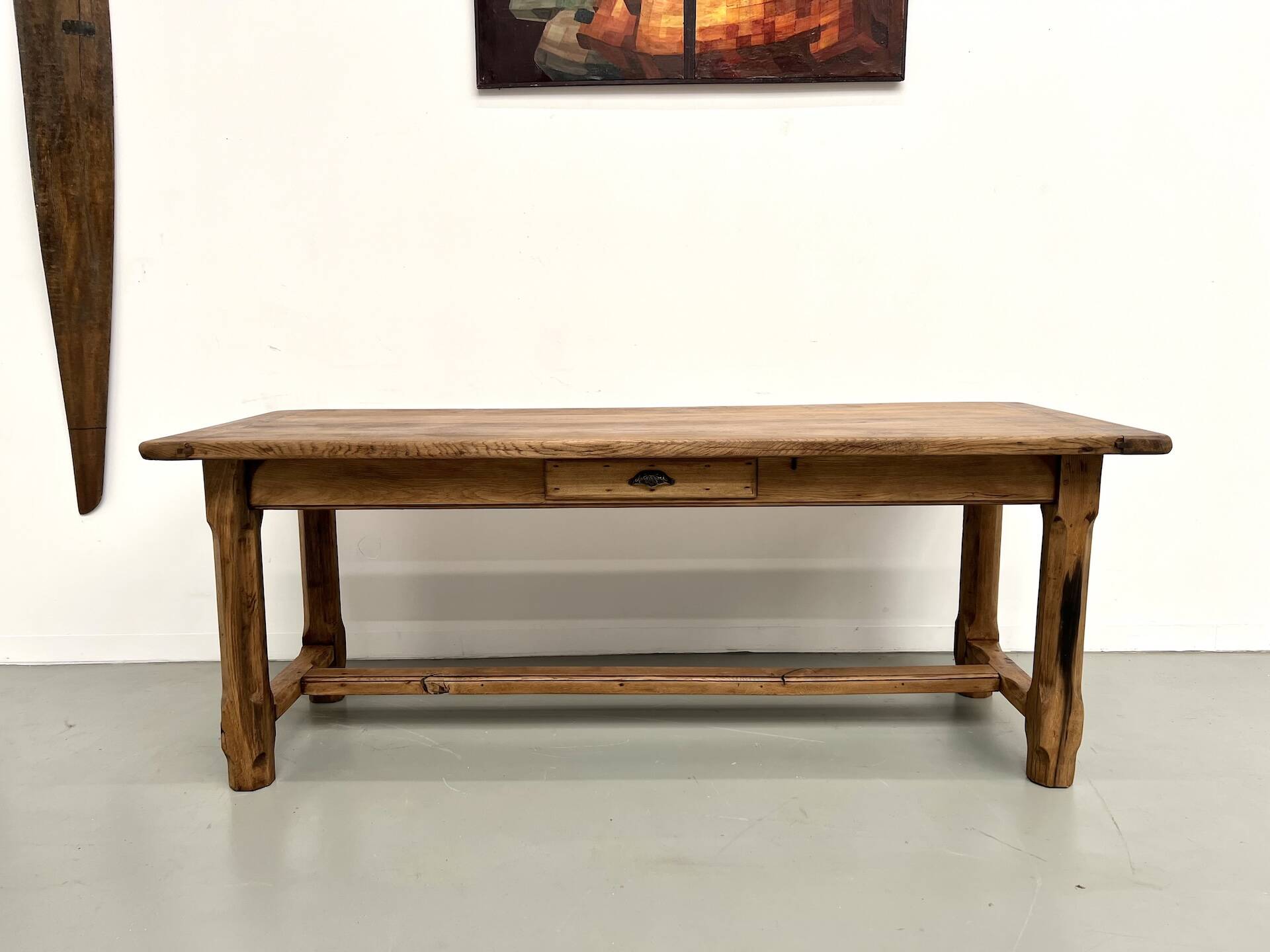 Table de ferme XIXe siècle en chêne et noyer