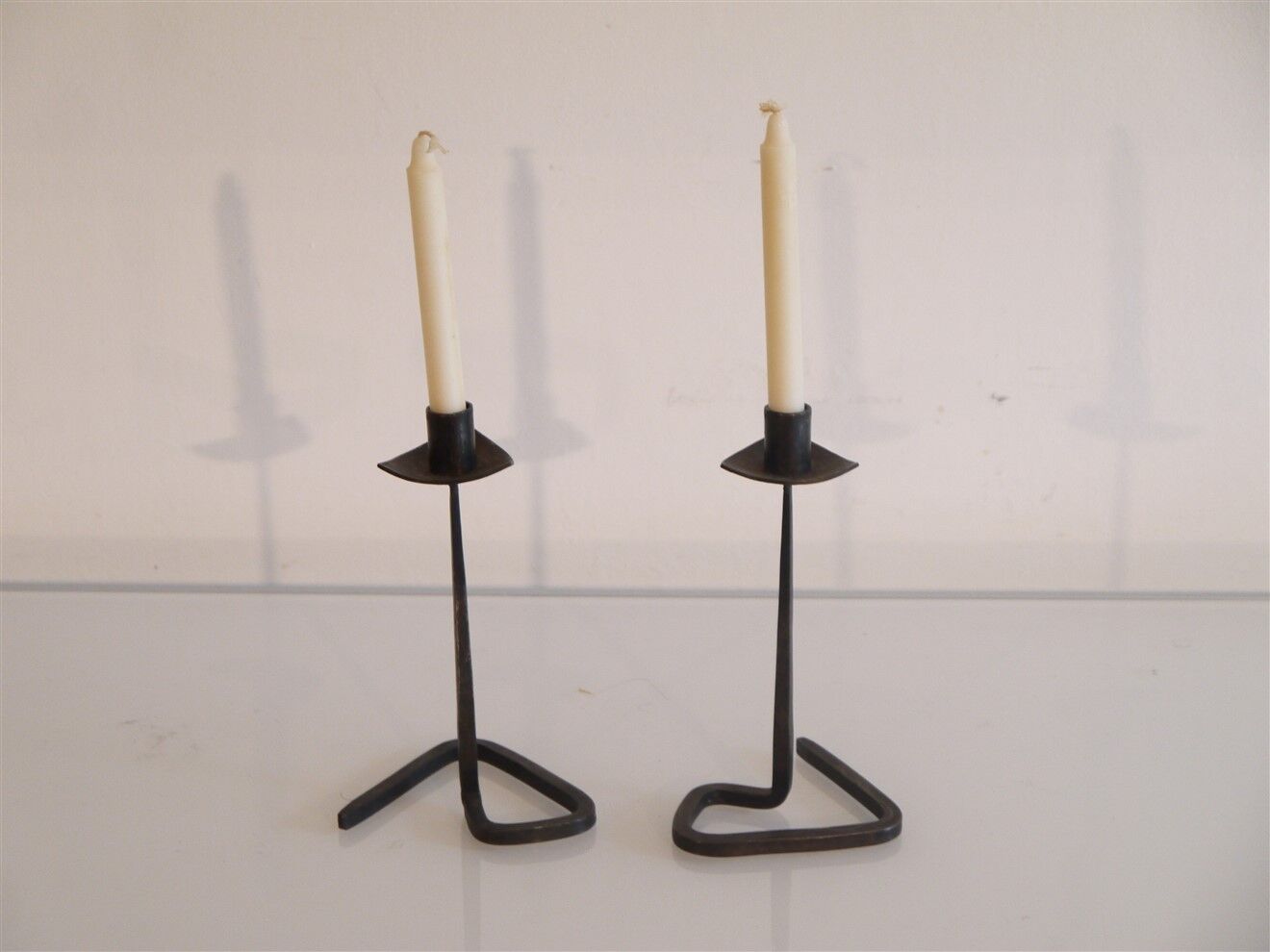 Pair of wrought iron candle holders 1960