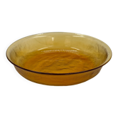 Coupe vintage en verre ambré texturé, style verre glacé scandinave