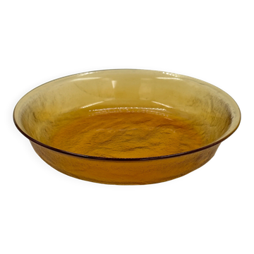 Coupe vintage en verre ambré texturé, style verre glacé scandinave