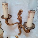 Pair of two-armed wall lights in gilded bronze, Louis XV style, by Lucien Gau.