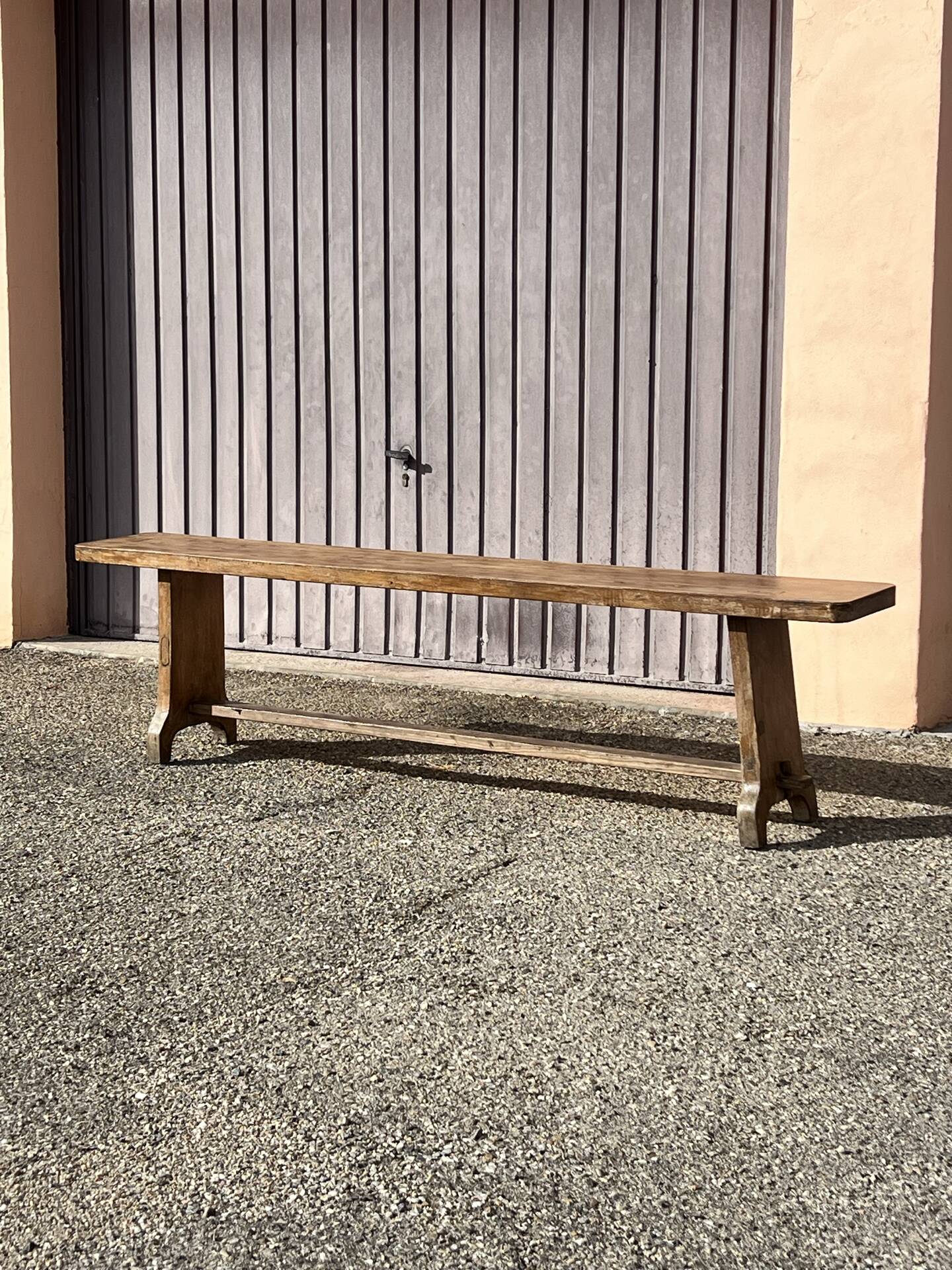 Solid wood bench, French artisanal craftsmanship.