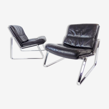 Drabert leather lounge chair set of 2 by Gerd Lange