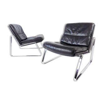 Drabert leather lounge chair set of 2 by Gerd Lange