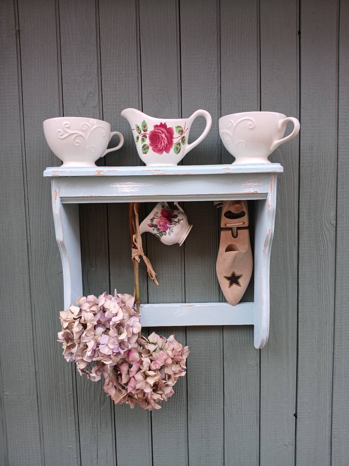 Revamped antique wall shelf