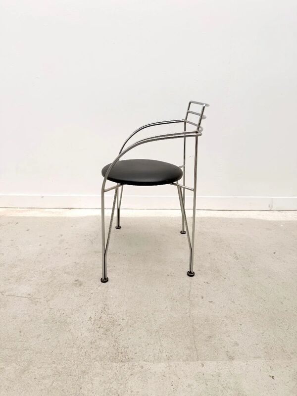 Chaise ''Lune d'argent'' de Pascal Mourgue pour Fermob en chrome et skai, France 1980