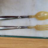Art Deco salad cutlery in silver-plated metal and horn