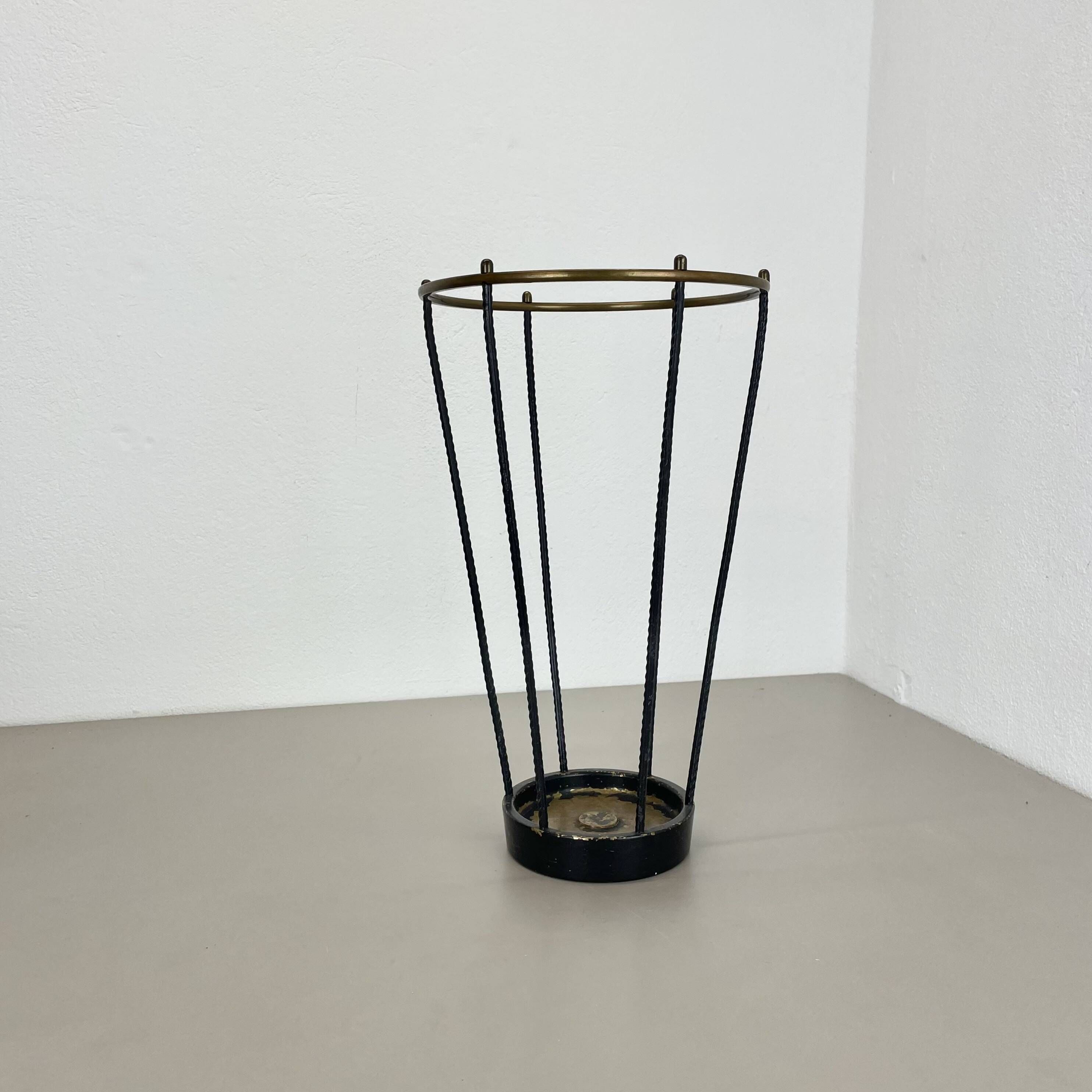 Midcentury Brass and metal BAUHAUS Style Umbrella Stand, France, 1950s