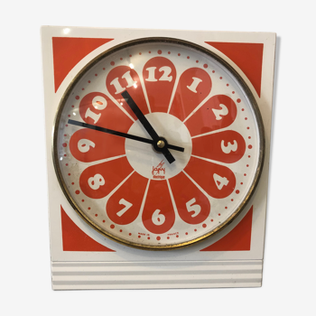 Clock Japy orange seventies pop flower power