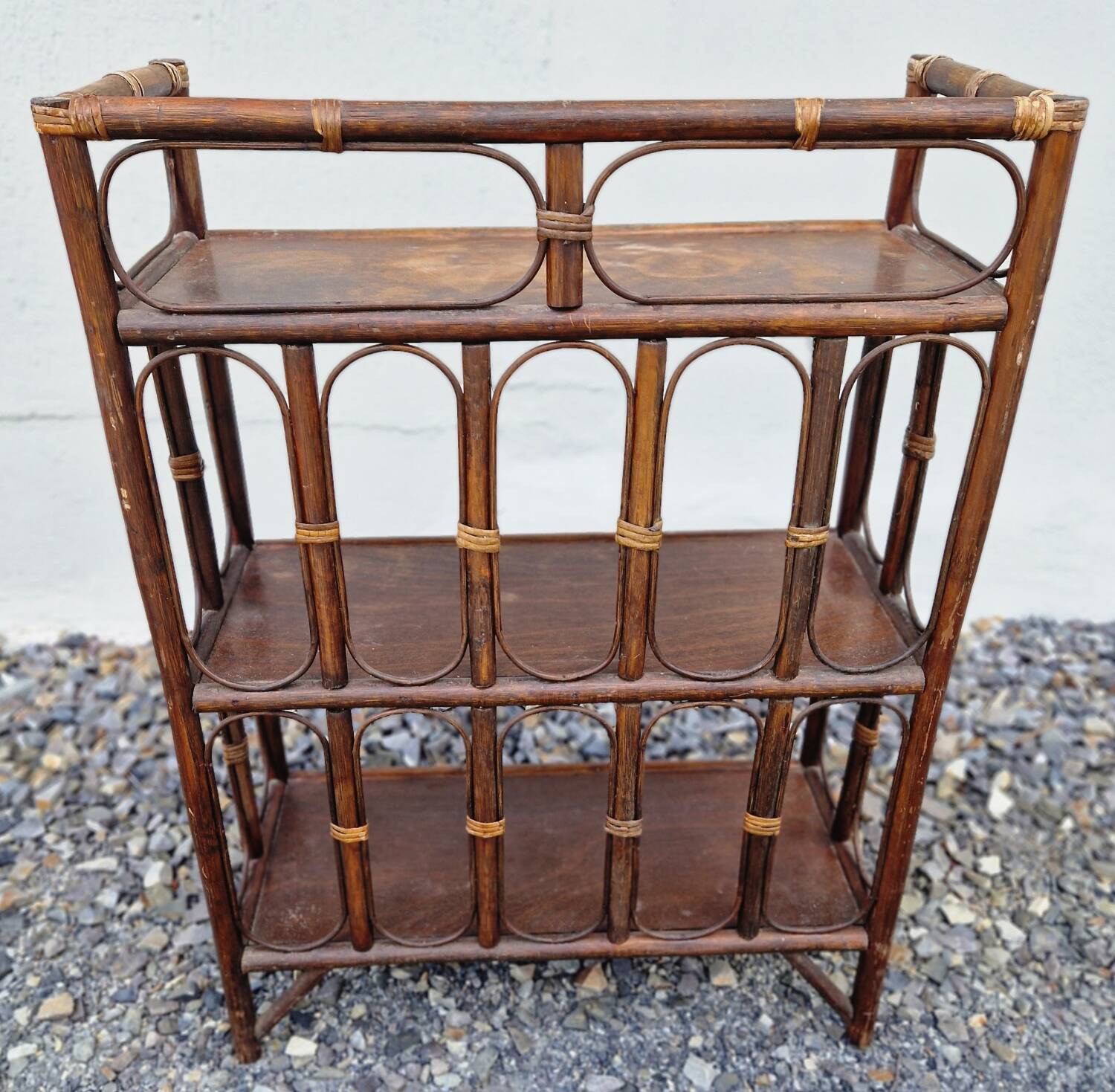 Wood and wicker bookshelf