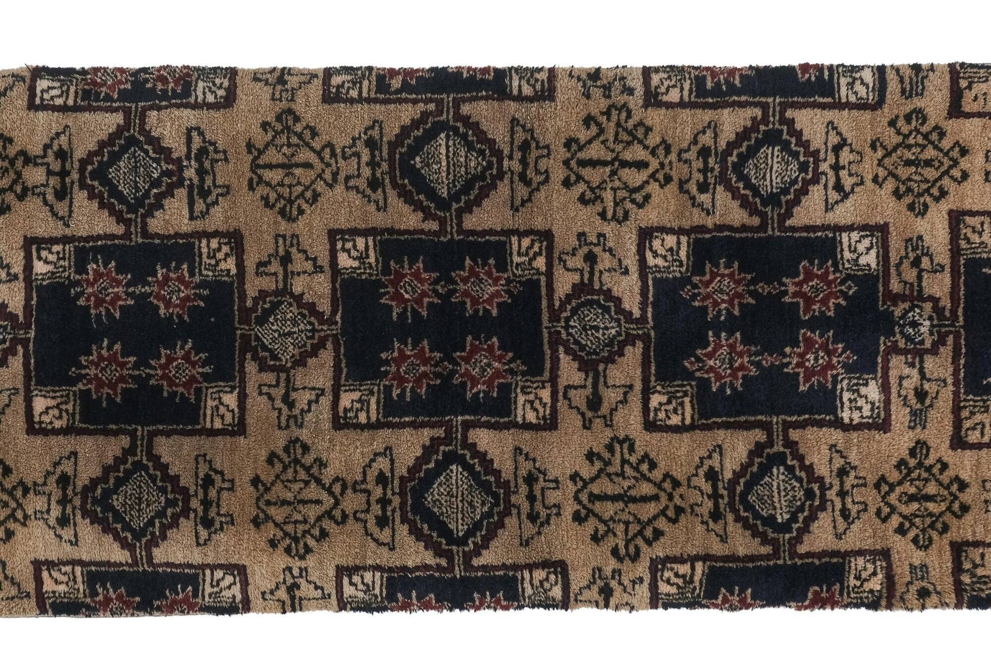 Vintage handmade Turkish rug 90x193 cm