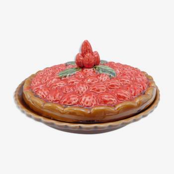 Plat à tarte en trompe l'oeil tarte aux fraises