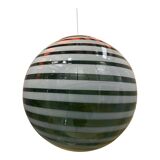 Contemporary Green and White Swiriling Sphere Pendant in Glass