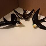 3 wall swallows earthenware Vallauris