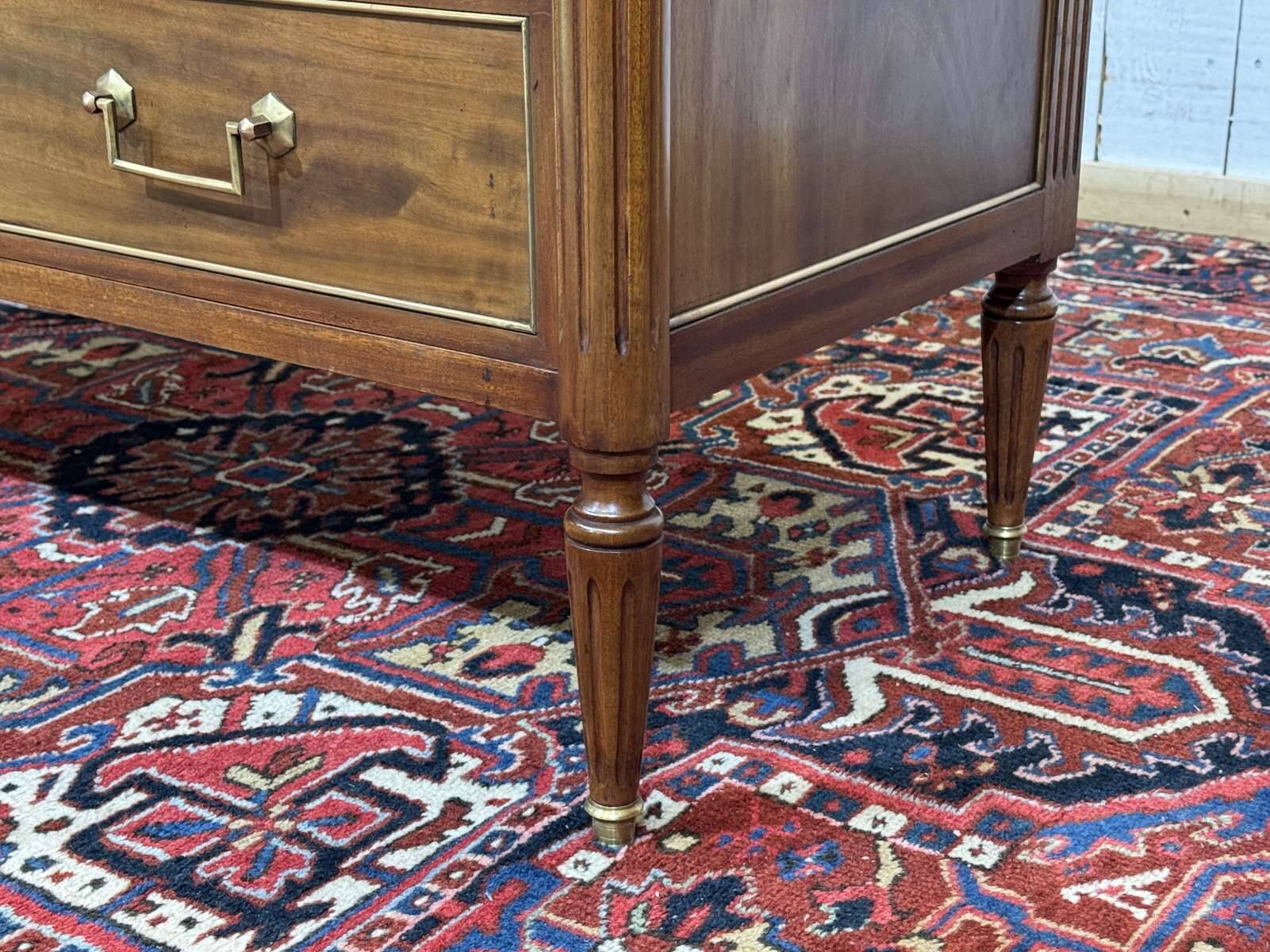Louis XVI commode in mahogany with a marble top from the 1950s.