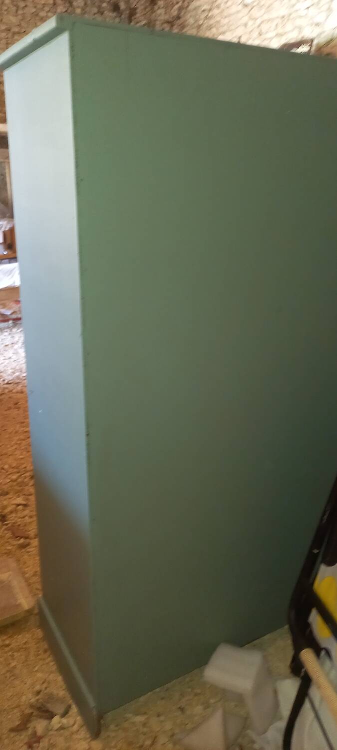 Green patina wooden display cabinet