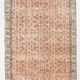 Tapis vintage turc floral fait à la main, orange pastel doux, 7x10