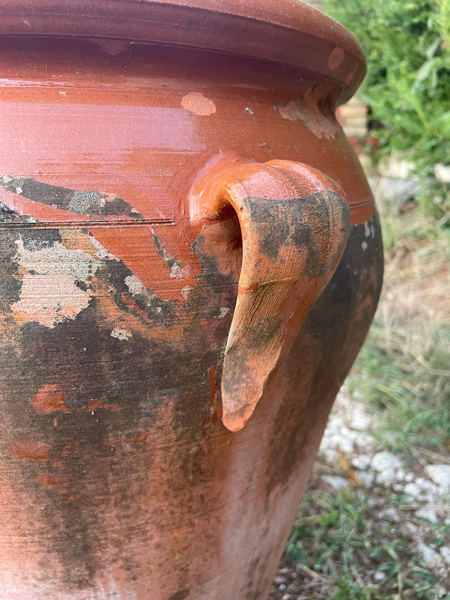Large ancient jar in glazed terracotta – H. 56 cm