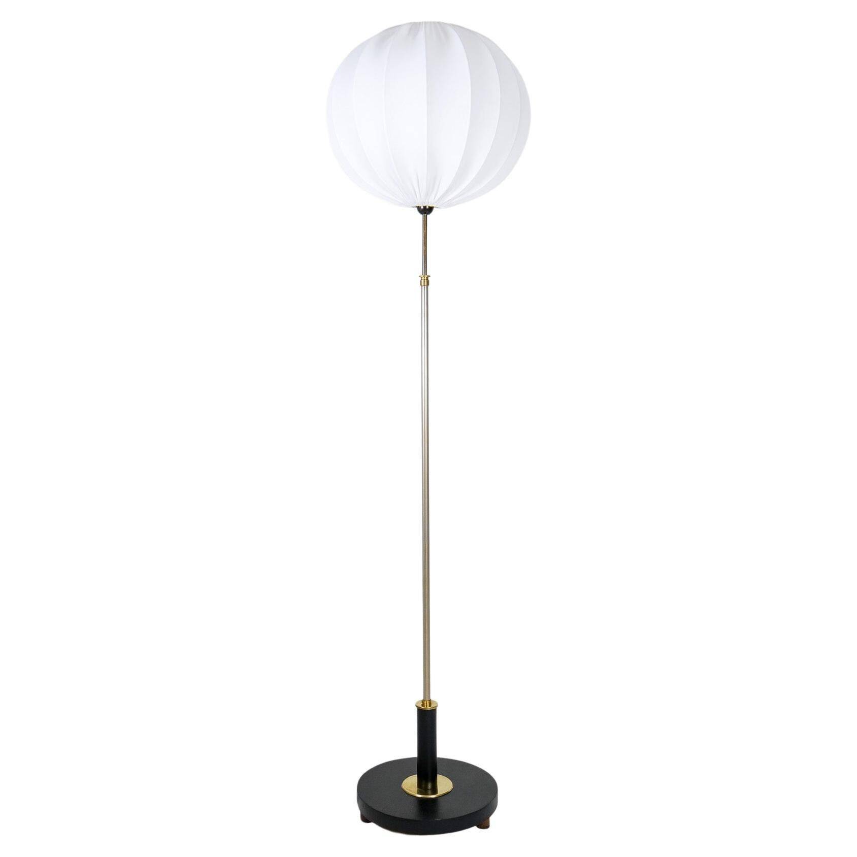 Art Deco Floor Lamp in Brass with Blackened Wood, 1940s