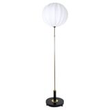 Art Deco Floor Lamp in Brass with Blackened Wood, 1940s