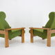 1970s pair of beech armchairs, czechoslovakia