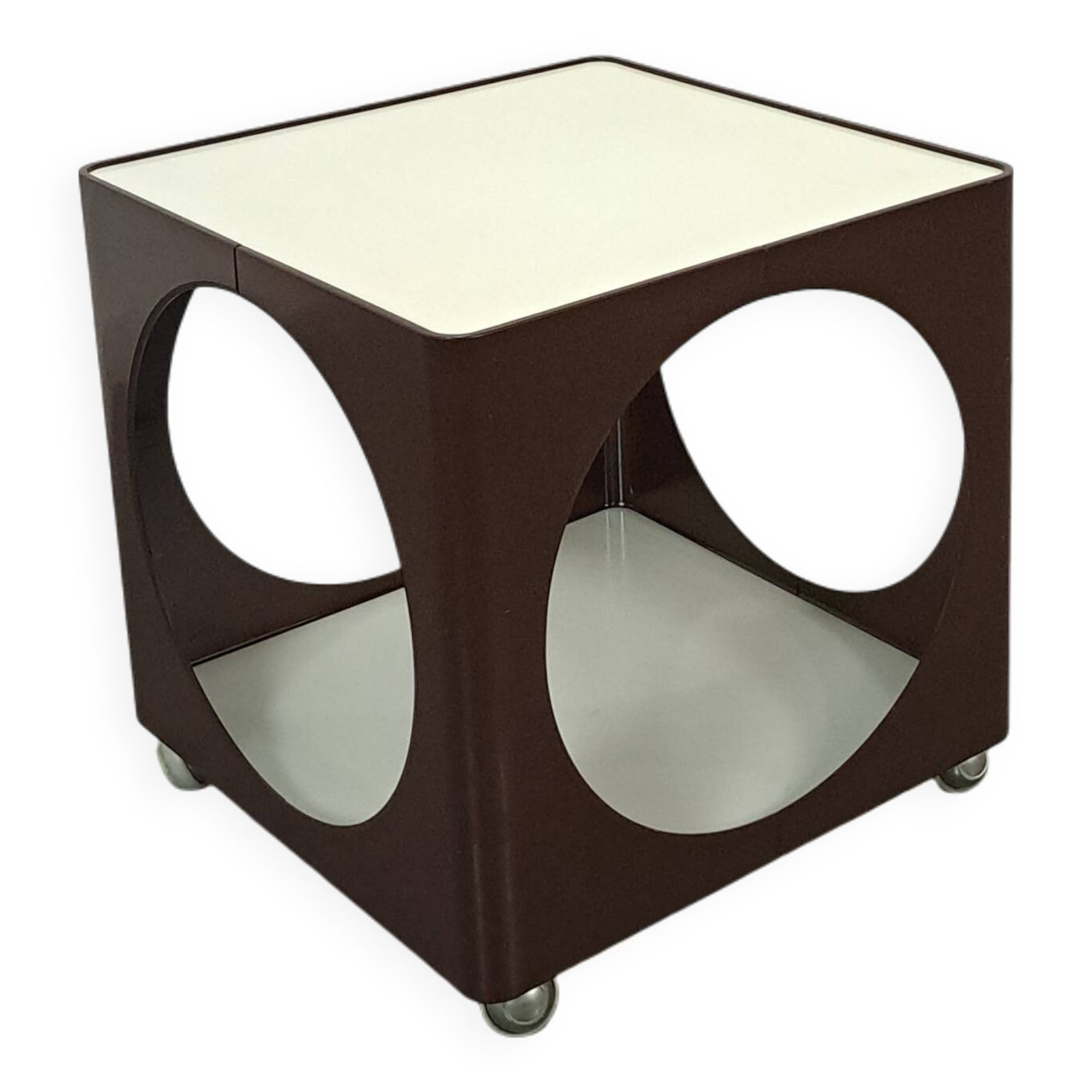 Kubus space age bruine kunststof tafel